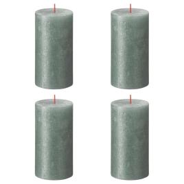 Bolsius Velas rústicas cilíndricas Shimmer 4 pcs 130x68 mm azul óxido