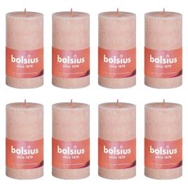 Velas rústicas cilíndricas Shine 8 pcs 100x50 mm rosa nublado