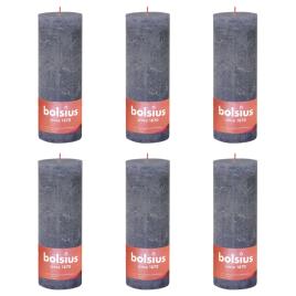 Velas rústicas cilíndricas Shine 6pcs 190x68mm azul crepúsculo