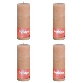 Bolsius Velas rústicas cilíndricas Shine 4pcs 190x68mm rosa nublado