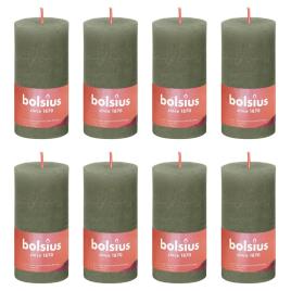 Velas rústicas cilíndricas Shine 8pcs 100x50mm azeitona fresca