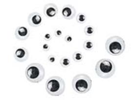 Olhos Redondos Adesivos 8-10-15-20 mm Blister de 75 Unidades Sortidas