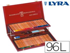 Lápis de Cores Lyra Rembrandt Aguarela 96 Cores Estojo Madeira+Lápis Preto+Faca+Tabuleiro