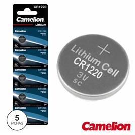 PILHA LITHIUM BOTÃO CR1220 3V 38MA 5X BLISTER CAMELION