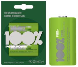 Blister 2 Pilhas Recarregáveis D / R20 Ni-Mh 1,2V 4000mAh - PEAK POWER