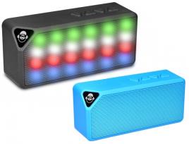 Coluna Mini Portátil LEDs RGB c/ Leitor USB, MiniSD, MP3, Bluetooth (Azul) - iDance