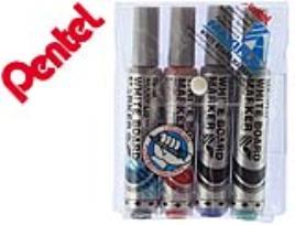 Bolsa c/ 4 Marcadores Pentel Mwl5M Quadro Branco Maxiflo