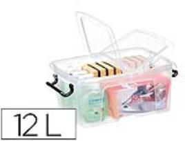 Contentor Cep de Plastico 12 Litros Transparente c/Tampa e Fecho Hermetico 405X295X183 mm