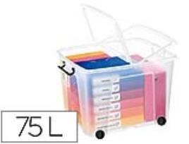 Contentor Cep de Plastico 75 Litros Transparente c/Tampa e Fecho Hermetico 485X600X415mm