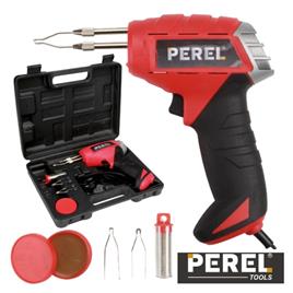 Pistola de Soldar 100W com 3 Bits, Solda e Fluxo - Perel