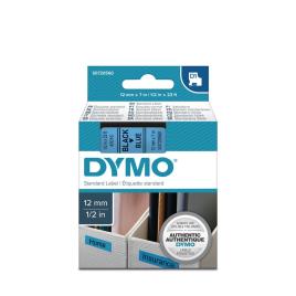 DYMO D1 padrão, preto sobre azul, 12 mm x 7 m