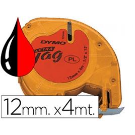 Fita DYMO letratag Plástica 12mmx4m Vermelha/Preto 91203