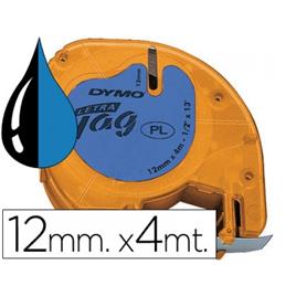 Fita DYMO letratag Plástica 12mmx4m Azul/Preta 91205