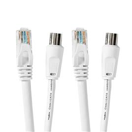 Cabo Coaxial RF / RJ45 CAT6 Macho <> Coaxial RF / RJ45 CAT6 Macho (1,5 mts) - 