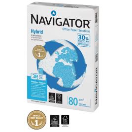 Navigator Papel Multiusos para Laser, Jato de Tinta e Fotocopiadoras Hybrid, Reciclado, A4, 80 g/m², Branco