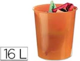 Cesto Q-Connect de Papeis em Plastico Laranja Translucido 16 Litros - 31x29 cm
