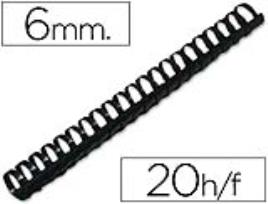 Espiral Q-Connect Redondo 6 mm Plastico Preto Capacidadee 20 Folhas (100 Unidades)