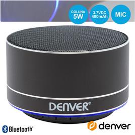 Coluna Bluetooth Portátil 3w Sd/Bat/Led Preto Denver