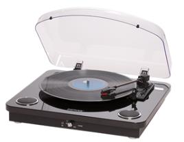 Gira-Discos 33/45/78RPM Vintage c/ Colunas 5W (Preto) - 