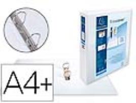 Pasta  Canguro 2 Argolas 40 mm Din A4+ Cartão Forrado Polipropileno Personalizavel 3 Bolsos Branca