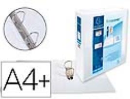 Pasta  Canguro 2 Argolas 60 mm Din A4+ Cartão Forrado Polipropileno Personalizavel 3 Bolsos Branca