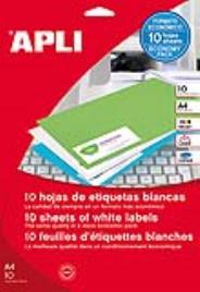 Etiquetas Autocolantes A4 210x297mm 10 Folhas 