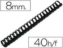 Espiral Q-connect Redonda 8 mm Plástico Preto Capacidade 40 Folhas Caixa de 100 Unidades