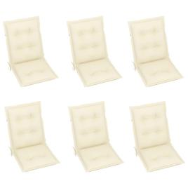 Almofadões para Cadeiras de Jardim 6 pcs Creme 100x50x7 cm