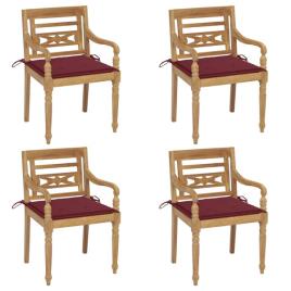 Cadeiras Batávia com Almofadões 4 pcs Madeira de Teca Maciça