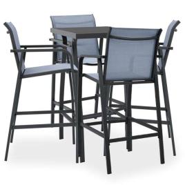 Conjunto de Bar para Jardim Preto e Cinzento 5 pcs