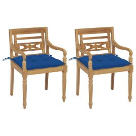 Cadeiras Batávia C/ Almofadões Azul 2 pcs Teca Maciça