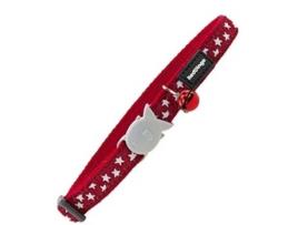 Coleira Ajustável Cat Style Estrela Branco Vermelho 0-32 cm 
