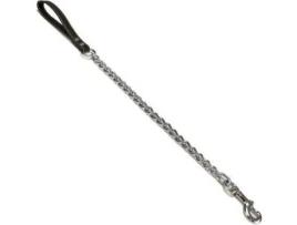 Trela Ramal Metal+Couro Preto 80 cm/4 mm 