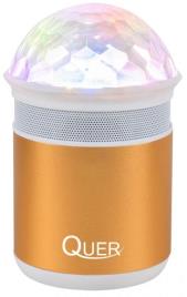 Coluna Mini Portátil LEDs Efeitos RGB c/ Leitor FM, USB, MiniSD, MP3, Bluetooth (Dourado) - QUER