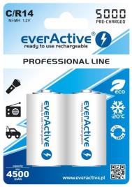 Blister 2 Pilhas Recarregaveis C / R14 NI-MH 1,2V 5000mAh (min 4500mAh) RTU - everActive