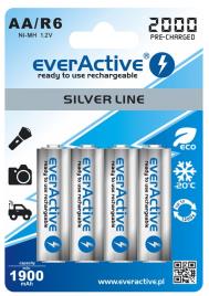 Blister 4 Pilhas Recarregáveis 1,2V AA Ni-Mh 2000mAh (min 1900mAh) RTU - everActive