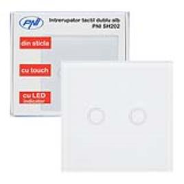 interruptor de toque duplo  SH202 vidro, indicador LED branco
