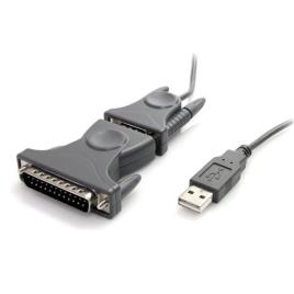 Adaptador USB 2.0 Macho - DB-25 + DB-9 Macho Cinzento - 