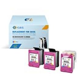 Compatible  HP 304XL color Pack de 3 Cartuchos de Tinta Remanufacturados - Eco Saver - Muestra nivel de tinta - Reemplaza N9K