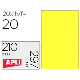 Etiquetas A4 Apli 210x297mm Autocolantes Fluorescente Amarela 20 Folhas