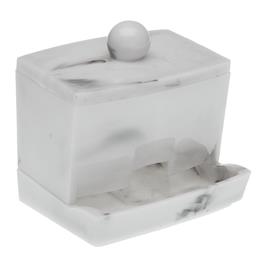 Organizador Cotonetes de Algodão Mármore poliestireno (6,5 x 9 x 9 cm)