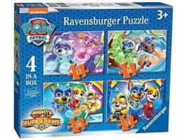 4 Puzzles  Patrulha Pata (Idade Míninima: 3 Anos - 12, 16, 20 e 24 Peças)