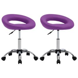 Cadeiras de jantar giratórias 2 pcs couro artificial roxo