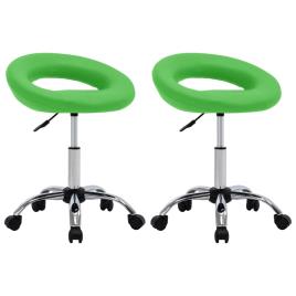 Cadeiras de jantar giratórias 2 pcs couro artificial verde