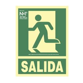 SINAL DE EVACUAÇÃO SAIDA ESQ. CLASSE B (PVC 0.7MM) 22.4X30CM