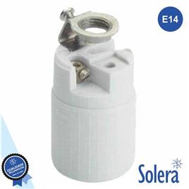 CASQUILHO P/ LÂMPADA E14 BRANCO C/ PROTEÇÃO SOLERA