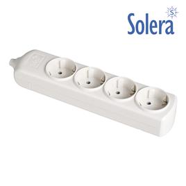 BLOCO 4 TOMADAS, COM T/T LATERAL 16A 250V. MATERIAL LH COR BRANCO SOLERA