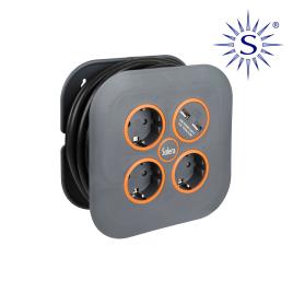 ENROLADOR DE CABO COM 3 BASES 2P+T E 2 USB SOLERA
