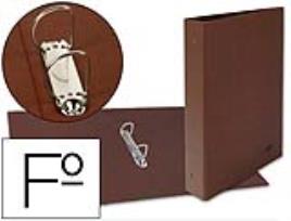 Pasta de Aneis Cartão Forrado Couro Folio Natural, Lombada 55, 2 Aneis