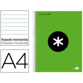 Caderno A4 Espiral 120Fls 100gr Pautado 5 Bandas Capa Dura Verde
